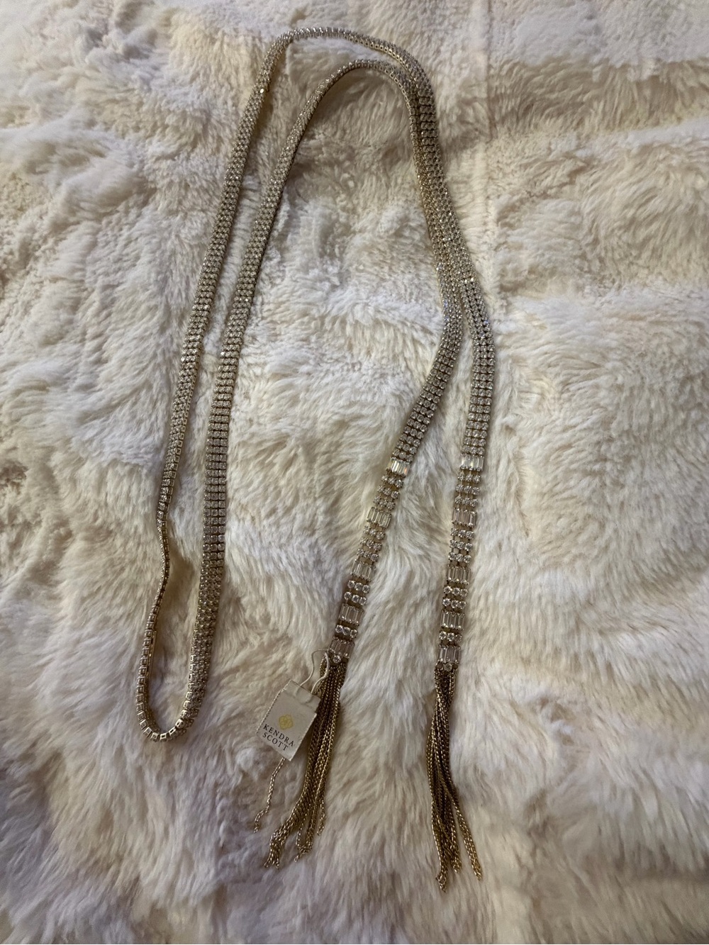 Kendra Scott Gold Crystal Tassel Wrap Necklace